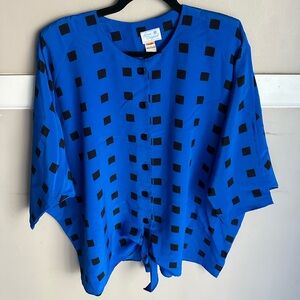 LORAC Blue and Black Checkered Button Down Shirt Size 18-20